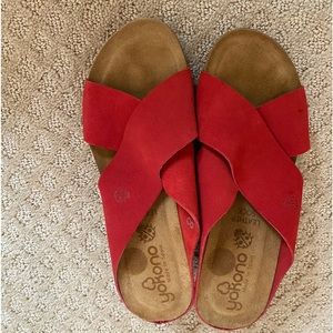 Like new yokono red suede sandals size 8